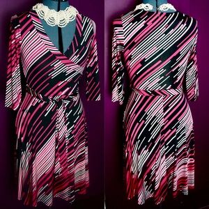 New with tags Janette pink and black wrap dress